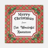 Aangepast Restaurant Kerst Rood Plaid Magneet (Voorkant)