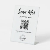 Aangepast Restaurant Menu QR code Scan Me Logo Reclamebord Met Voetstuk (Voorkant)