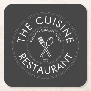 Aangepast restaurantlogo modern vierkant papieren vierkante kartonnen onderzetter