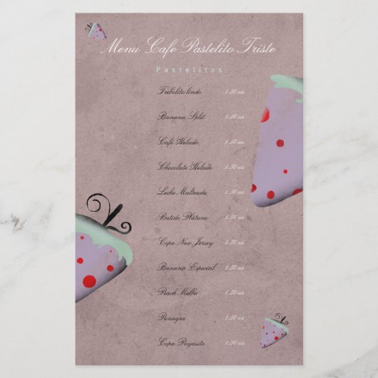 Aangepast restaurantmenu met aardbei (Voorkant)