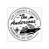 Aangepast retouradres met cruiseschip 	rubberstempel (Afrduk)
