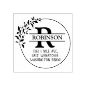 Aangepast retouradres van de familie met monogram, 	rubberstempel (Afrduk)