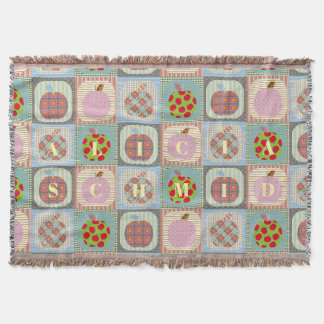 Aangepast retro appelpatroon naam patchwork quilt deken