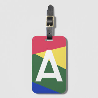 Aangepast Retro Kleurenblok Monogram Bagagelabel