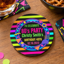 Aangepast Retro Neon 80's Verjaardagsfeestje