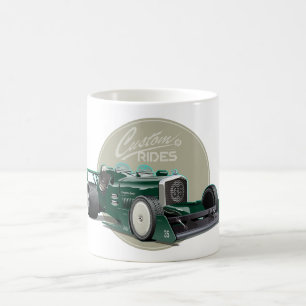 Aangepast retro raceautoconcept koffiemok
