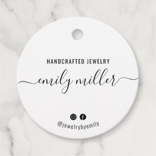 Aangepast rond wit script handgemaakte juwelen Lab Bedankjes Labels
