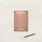 Aangepast rood glitter dat is gelinkt om lijst te  post-it® notes (Op bureau)
