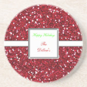 Aangepast rood glitter Design Holiday-Onderzetter Zandsteen Onderzetter (Voorkant)