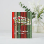 Aangepast rood groen weerspatroon met hout briefkaart (Staand voorkant)