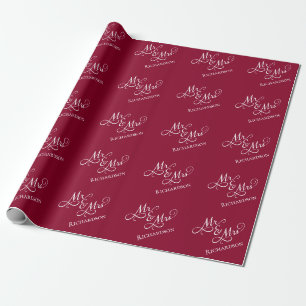 Aangepast rood Mr en Mrs inpakpapier