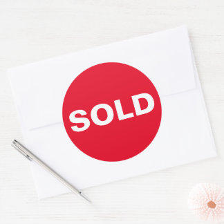 Aangepast rood verkocht ticker ronde sticker