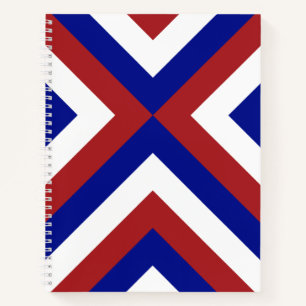 Aangepast rood, wit en blauw Chevrons Notitieboek