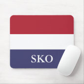 Aangepast rood wit en blauw gestreept monogram muismat (Met muis)