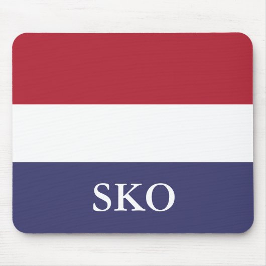 Aangepast rood wit en blauw gestreept monogram muismat (Voorkant)