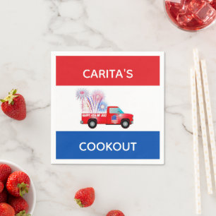 Aangepast rood, wit en blauw Napkins Servet