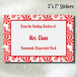 Aangepast rood wit holiday Peppermint Pattern Food Voedselcontainer Etiket