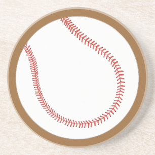 Aangepast rood wit honkbal op bruine Onderzetters