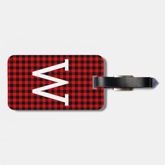 Aangepast rood zwart buffel Lumberjack Patroon Bagagelabel (Achterkant horizontaal)