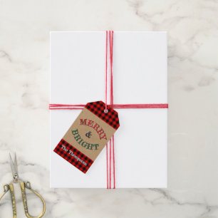 Aangepast rood zwart buffelblok met patroon cadeaulabel