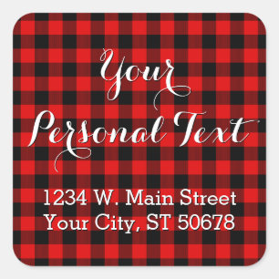 Aangepast rood zwart-landcontrole, patroon vierkante sticker