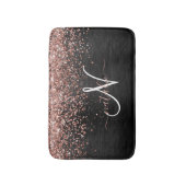 Aangepast Roos Gold Glitter Black Sparkle Monogram Badmat (Voorkant Verticaal)