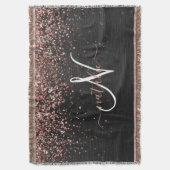 Aangepast Roos Gold Glitter Black Sparkle Monogram Deken (Voorkant Verticaal)