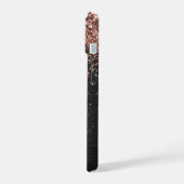 Aangepast Roos Gold Glitter Black Sparkle Monogram iPhone 15 Hoesje (Linkerkant)