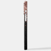 Aangepast Roos Gold Glitter Black Sparkle Monogram iPhone Hoesje (Linkerkant)