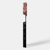 Aangepast Roos Gold Glitter Black Sparkle Monogram iPhone Hoesje (Rechterkant)