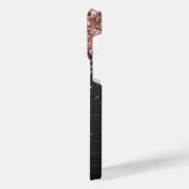 Aangepast Roos Gold Glitter Black Sparkle Monogram iPhone Hoesje (Linkerkant)