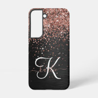 Aangepast Roos Gold Glitter Black Sparkle Monogram