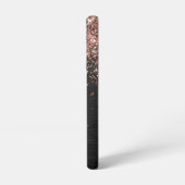 Aangepast Roos Gold Glitter Black Sparkle Monogram Samsung Galaxy Hoesje (Linkerkant)