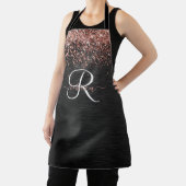 Aangepast Roos Gold Glitter Black Sparkle Monogram Schort (Insitu)