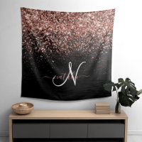 Aangepast Roos Gold Glitter Black Sparkle Monogram