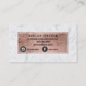 Aangepast roos gouden typografie witte marmer visitekaartje (Achterkant)