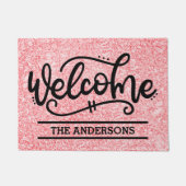 Aangepast Roos roze welkom Deurmat (Voorkant)