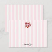 Aangepast Roos Schilderen Stripe Preppy Bedankkaart (Voorkant / Achterkant)