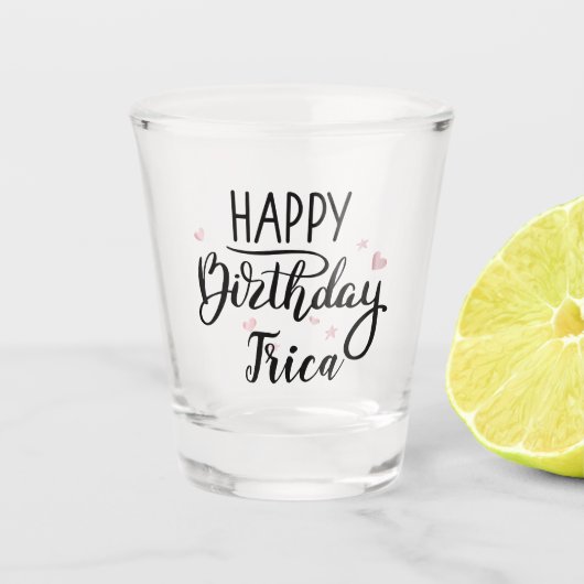 Aangepast Roos voor geboorte Gold Shot Glas (Voorkant)