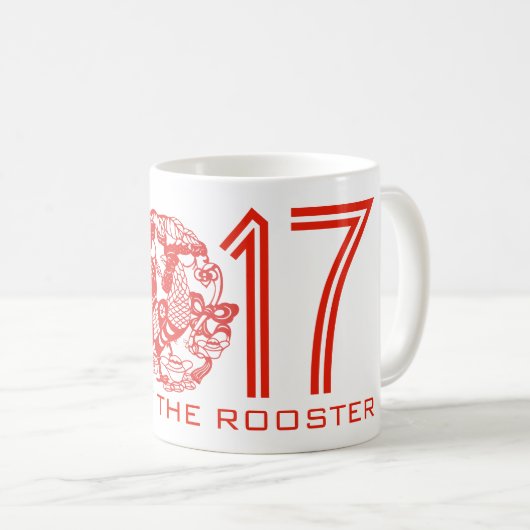 Aangepast rooster jaar 2017 Chinese Mok van paperc (Voorkant rechts)