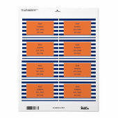 Aangepast Royal Blue Stripes Pattern met Oranje Etiket (Full Sheet)