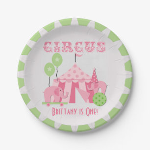 Aangepast roze Circus Birthday Paper Borden Papieren Bordje
