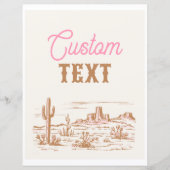 Aangepast Roze Cowgirl Party Teken (Voorkant)