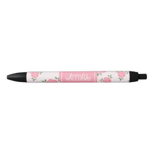 Aangepast roze Floral Zwarte Inkt Pen
