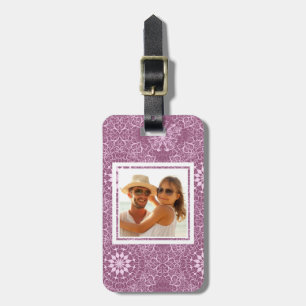 Aangepast roze fotopatroon bagagelabel