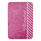 Aangepast roze glitter en witte strepen Moderne ar Badmat (Voorkant Verticaal)