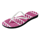 Aangepast roze glitter en witte strepen Moderne ar Teenslippers (Schuin)