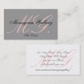 Aangepast roze grijs wit monogram Visitekaartje (Voorkant / Achterkant)
