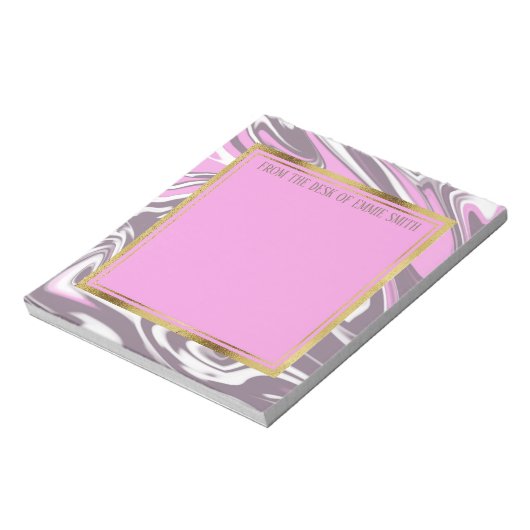 Aangepast roze grijze witte marmer en goudNotitieb Notitieblok (Gedraaid)