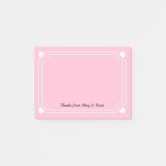 Aangepast roze hartenlinie Romantic Weddenschap Post-it® Notes (Voorkant)